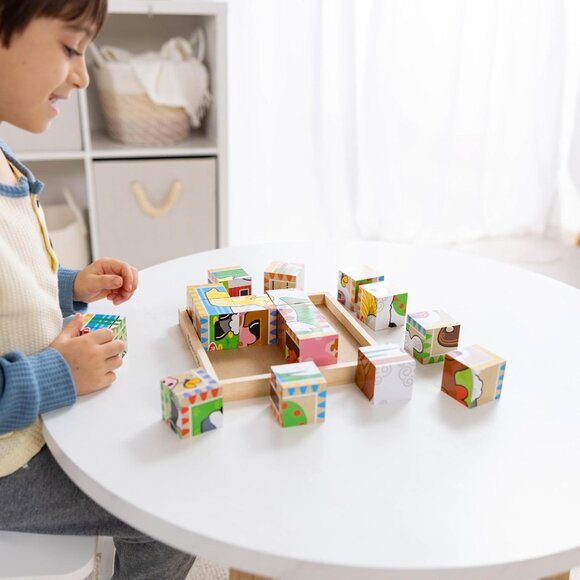 3/$77❤️Melissa & Doug Animal Farm Wooden Cube Puzzle with Storage Tray 6-in-1 - Picture 5 of 11